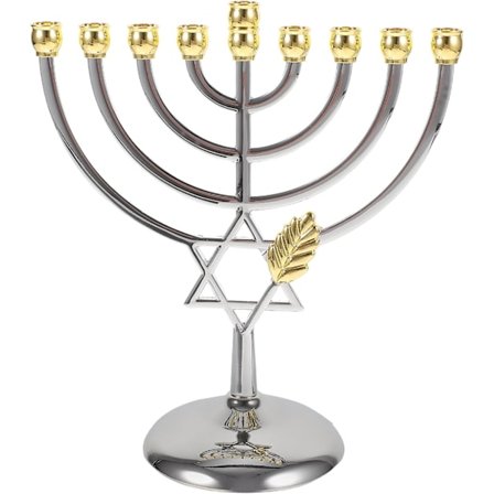 Traditionell Klassisk Chanukka-Menorah 9-grenad Ljusstake Ljusstake Metallhantverk Lämplig för Nyårshelg Heminredning