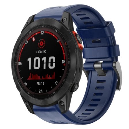 För Garmin Fenix ​​7 Solar Metal Spänne Enfärgad Silikon Watch Band