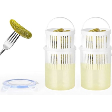 2 stk. Pickle Jar Opbevaringsbeholder med Si, Pickle Holder Keeper Lifter, Spand med Pickles, Køkkenudstyr Madsparer til Konservering og Opbevaring