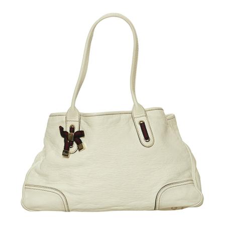 Gucci Vintage, Pre-owned Princy Leather Tote Bag Wit, Dames, Maat:ONE Size