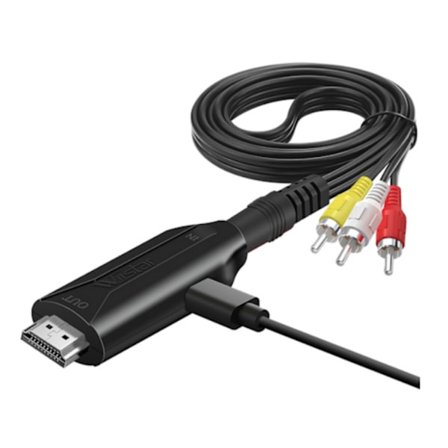 RCA-HDMI-muunnin. 3-kanavainen RCA-komposiittivideosignaali HDMI-signaaliksi. TRICOM