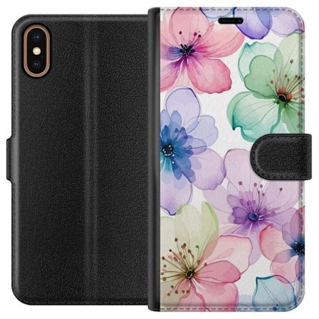 Kompatibelt Lommeboketui til Apple iPhone XS Akvarellblomster i myke pastellfarger