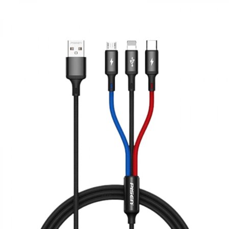 Multiladdningskabel, Multiladdningskabel Nylonflätad 3 i 1 Laddningskabel Multi USB-kabel Snabbladdningskabel med Type-C, Micro