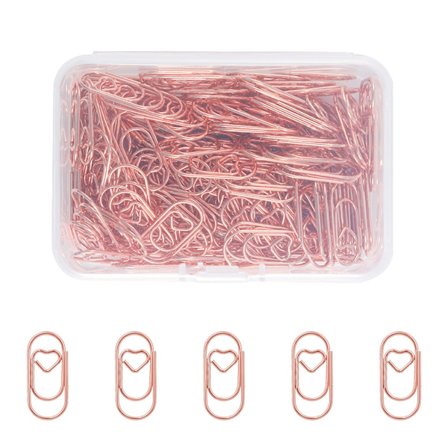 200 st kärleksformade pappersklämmor för sortering av papper (roséguld)