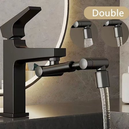 Universal Rotation Vandhane Sprøjtehoved SORT DOBBELT DOBBELT