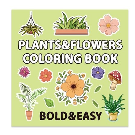 En malebog for voksne og teenagere med super søde billeder og simple og afslappende mønstre, Planter og Blomster