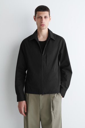 COS Men's Sobrecamisa De Algodón Con Cremallera in Negro