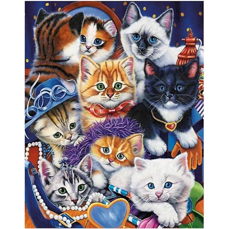 Dww-30x40 cm 5D DIY täydellinen timanttimaalaus, söpö kissanpentu timanttimaalaus DIY timantti-strassit kangas ristipistokuvion maalaus numeroiden 