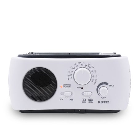 radio am fm, Solcellsdriven Vevradio LED Ficklampa (vit)