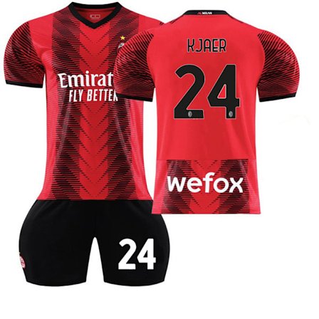 23-24 AC Milan Hjemmefodboldtrøje Børn Voksen Jersey Nummer 24 Simon Kjær