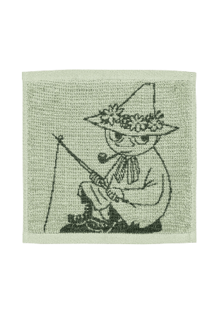 Arabia Mumin handduk 25x25 Snusmumriken grön GOTS Badrumstextilier CM