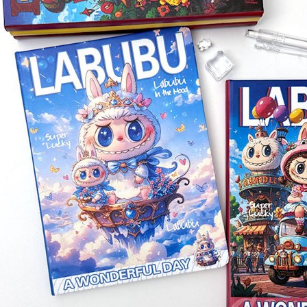 Labub u Graffiti A5 Färgsida Hårdpärm Anteckningsbok Söt Tecknad Färg Inuti Sidan Manuell Student Extra Tjock Anteckningsbok