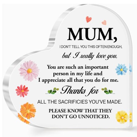 Akrylhjärta Plakett för Mamma, Presenter till Mamma från Dotter Son, Älskar Dig Mamma Presenter, Du Är En Så Viktig Person Skylt Mamma Plakett