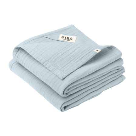 BIBS Musselin Gulpeklut, Lyseblå, 2 stk.