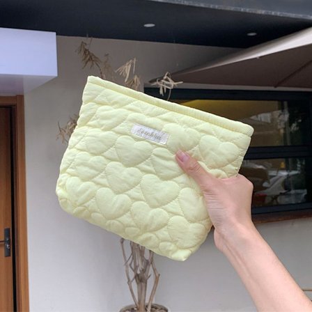 Quiltet Makeup Taske Rejse Toilettaske GUL