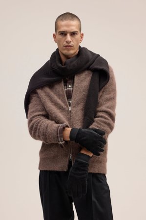 NN.07 Suede Rib Glove Glove Male Black Leather