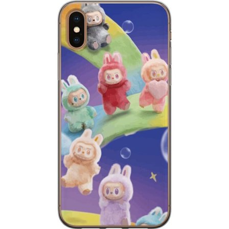 Yhteensopiva Puhelinkuori Apple iPhone X La.bubu sateenkaari juliste la.bubu hahmo pupu asu lelut söpö pastelli värikäs anime tyyli suunnittelu taide