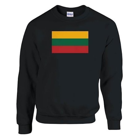 Sweatshirt - PIXELFORMA - Flag of Litauen - Sort - Lange ærmer - Afrundet krave