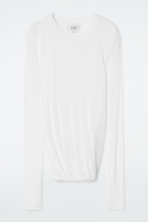 COS Women's Twisted-Hem Silk Top in White