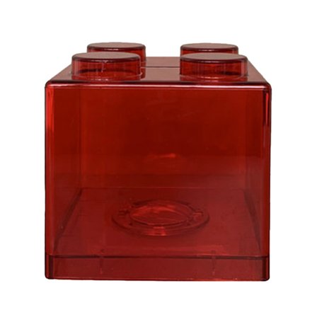 Rens Penge Sparegris Byggeklodse Design Rektangulær Transparent Mønt Opsparingsboks til Børn Drenge Piger Rød 8,9x8,9x9,2cm / 3,5x3,5x3,6in