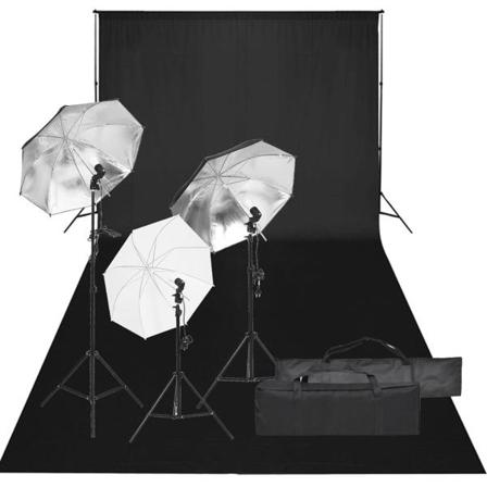 Vidaxl Fotostudio Med Lampor Och Bakgrund Svart