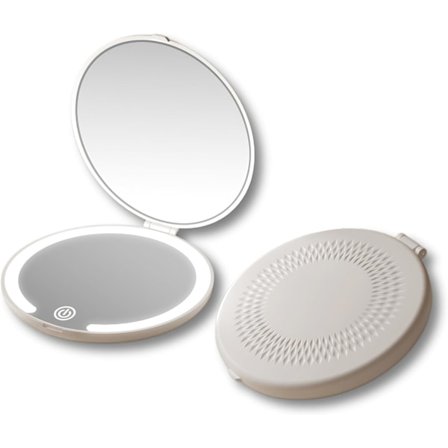 Kompakt Speil med LED-lys, Reisespeil, 1X/5X Forstørrelse LED Lommespeil med USB-datakabel, Mini Speil