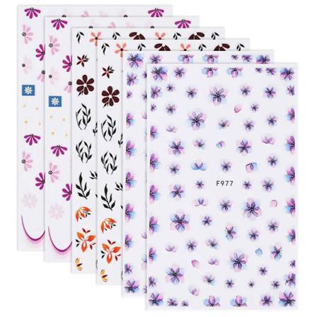 Negledekorasjon Dekal, 5D Presset Negledekorasjon Vår Fargerike Tusenfryd Blomst Blomst Selvklebende Negledekorasjon Festival style3