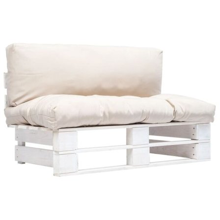 vidaXL Pallsoffa med dynor sandfärgad massiv furu