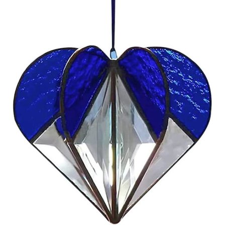 1 stk (Blå) Flersidig Hjerte Solfanger Fargerikt Glassmaleri