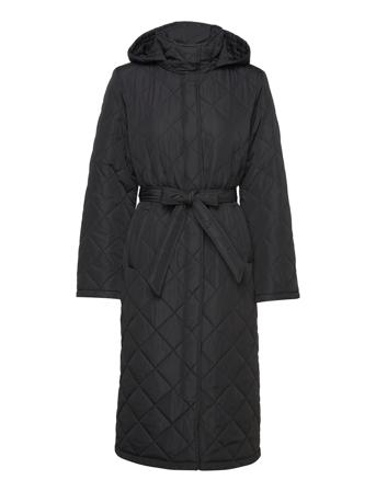 Vikante Quilted L/S Coat/Su - Noos Fôret Kåpe Svart Vila*Betinget Tilbud