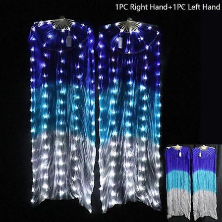 Magdans LED Fläkt Tillbehör Sidenfläktar Kvinnor LED Ljus 1 Par Magdansslöja Performance Rekvisita Kostymer Med Batteri