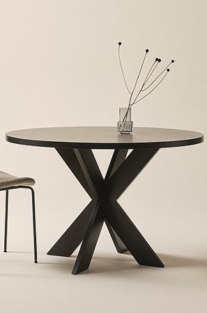 Jotex - Matbord ø 120 Cm Askfaner - MDF Svart LUGNVIK - Köp Matbord hos Jotex