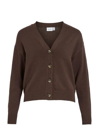 Viril V-Neck Knit Cardigan - Noos Tops Knitwear Cardigans Brown Vila