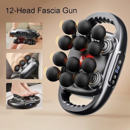 12-Heads Fascia Gun Högfrekventa vibrationer Kroppsmassagepistol Rygg- och midjemassageapparat Nacke Skuldermassager Muscle masajeador