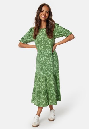 Happy Holly Puff Sleeve Viscose Midi Dress Klær