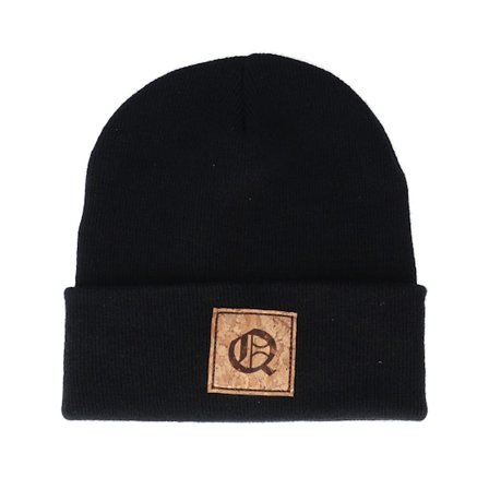 Iconic - Black - cuff - Beanie - Q Letter Patch Black Cuff - Hatstore