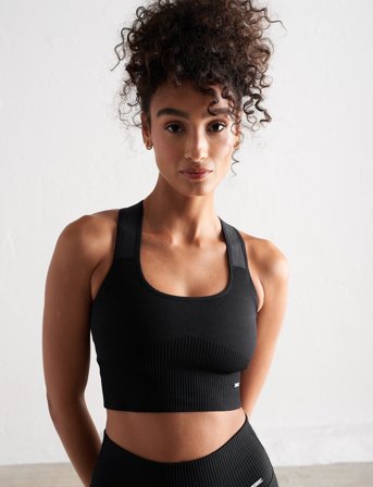 aim ́n High Support Ribbed Bra - Black - XL