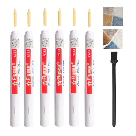 6 stk. fugepenne til fliser, fugepenne hvide med rengøringsbørste, vandtætte og skimmelresistente reparationsmarkeringspenne til fugemasse med 6 