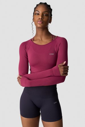 ICANIWILL - Define Seamless LS Crop Top Wmn Magenta Rose - Langærmet - Damer - Træningstøj fra ICIW