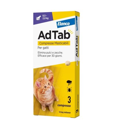 Adtab Per Gatti Da 0,5 A 2kg 3 Compresse Masticabili 12mg