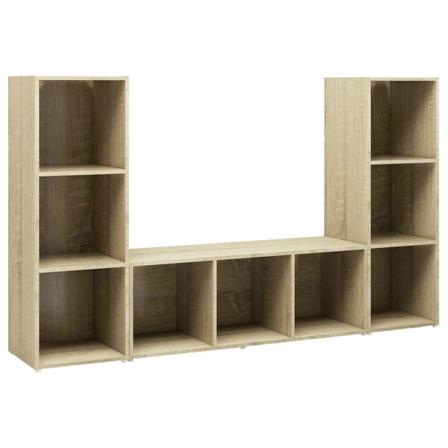 Vidaxl Tv-skåp 3 Delar Sonoma-ek 107x35x37 Cm Konstruerat Trä Brun
