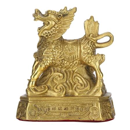 Qilin Ornament Messing Hjem Skrivebord Statue Samling Lykkelige Dyr Håndverk Dekorasjon