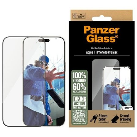 PanzerGlass iPhone 16 Pro Max Härdat Glas Skärmskydd Ultra-Wide Fit