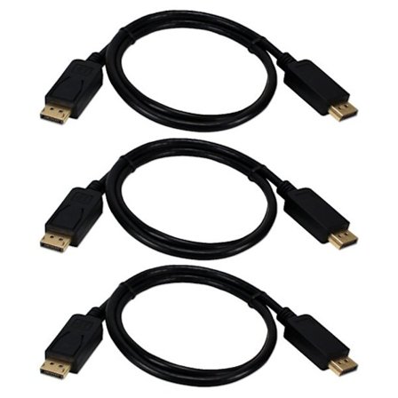 (3-PACK) DisplayPort kabel, 1m, 4K Ultra HD 2160p (60 Hz), 1.2