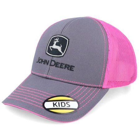 John Deere - Grå trucker Keps - Kids Neon Charcoal/Pink Trucker @ Hatstore
