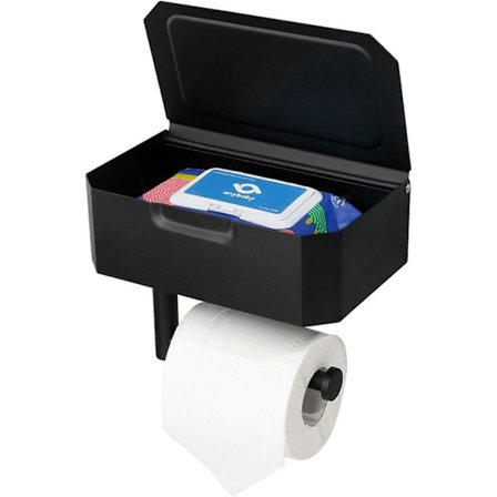 Toiletpapirholder med opbevaring - Toiletpapirholder i rustfrit stål, vægmonteret badeværelse i stål