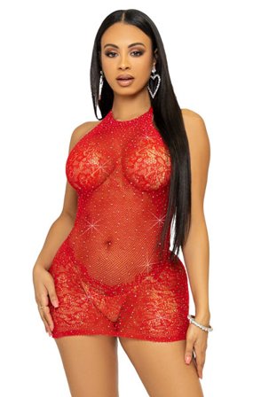 Kjøp Rhinestone Halter Mini Dress Red - Kjoler & Skjørt | God pris
