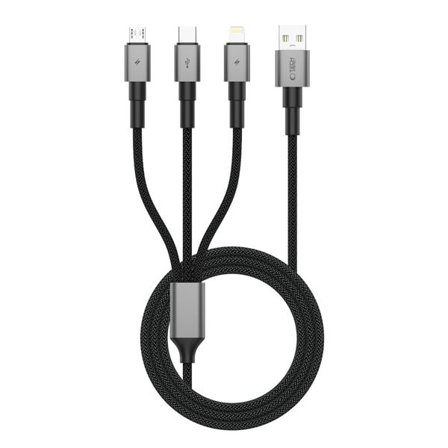 Tech-Protect UltraBoost DNA 3in1 USB-C / Micro-USB / Lightning-kabel 120 cm - grå