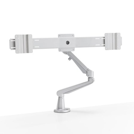 Monitor arm, double, rail, silver