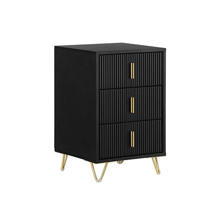 SoBuy Nattbord med 3 skuffer i sort 40x40x63cm, moderne FBT115-L-SCH